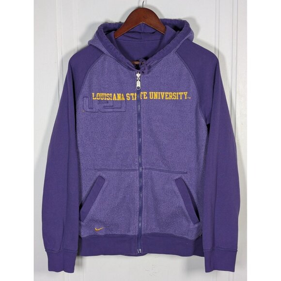 Vintage Nike Team NCAA LSU Louisiana State Reversible Hoodie Purple Size Small - Picture 3 of 5